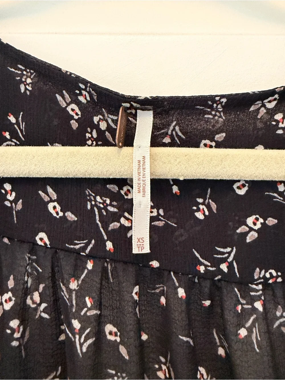 Free People Black Floral Long-Sleeve Ruffled Crop Top